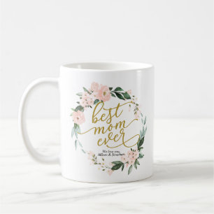 Rodnad Blommig Krans Bästa Mamma Någonsin Mors Dag Kaffemugg