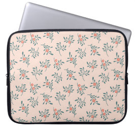 Rodnad Blommig Teal Botanisk Mönster Laptop Fodral