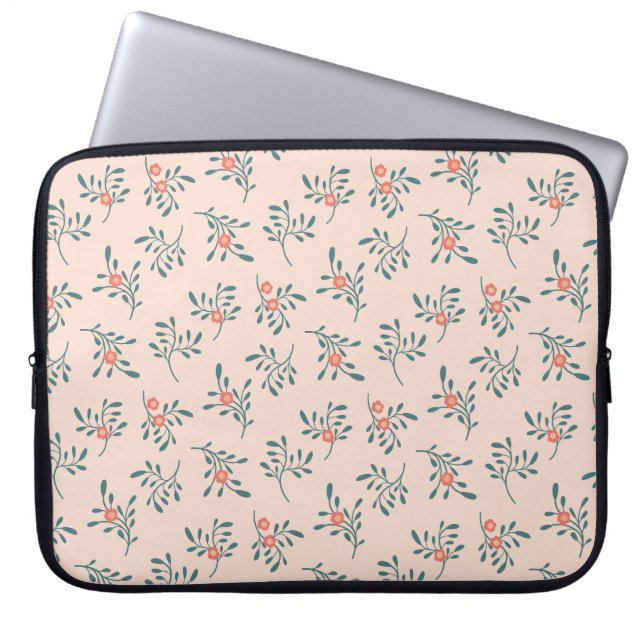 Rodnad Blommig Teal Botanisk Mönster Laptop Fodral (Framsidan)
