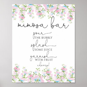 Rodnad Blommor och Grönska Mimosa Barskylt Poster