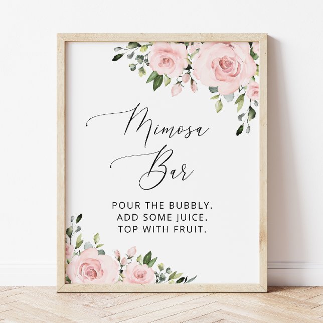 Rodnad blommor, Rosa blommor, Boho, Mimosa Bar  Poster (Skapare uppladdad)