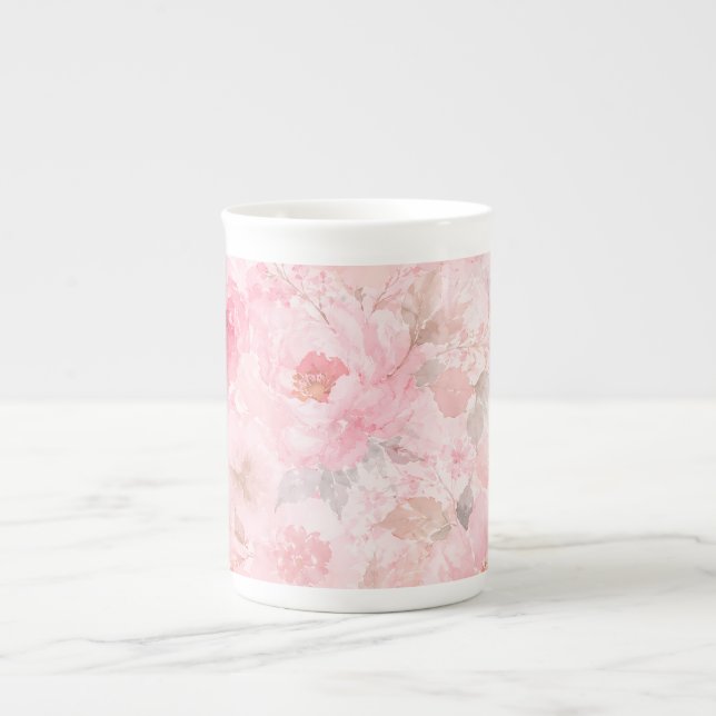 Rodnad Blomning Akvarell Blomma Benporslin Mugg (Framsidan)