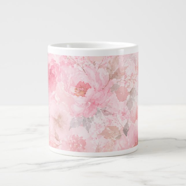 Rodnad Blomning Akvarell Blomma Jumbo Mugg (Framsidan)