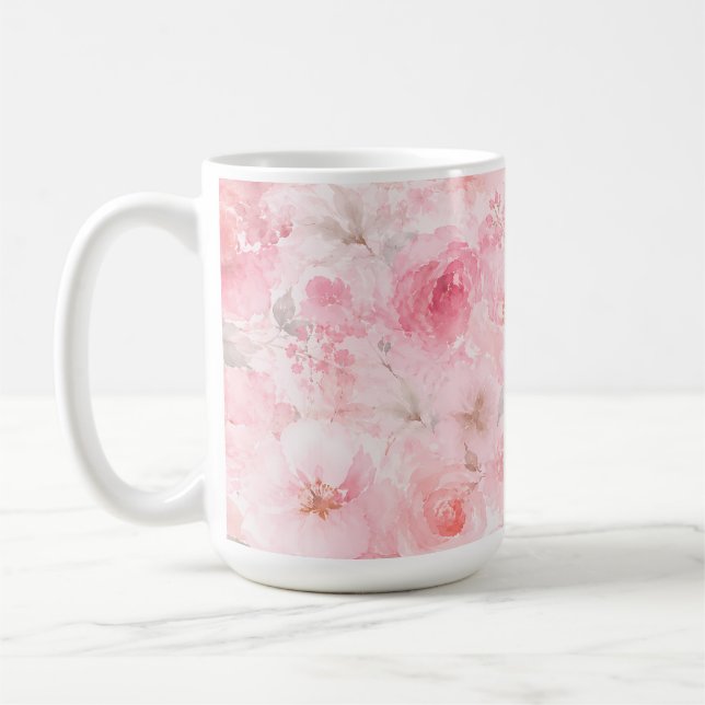 Rodnad Blomning Akvarell Blomma Kaffemugg (Vänster)