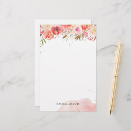 Rodnad Bouquet Personligt Namn Monogram Brevpapper