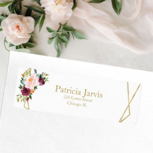 Rodnad Burgunder Guld Geometrisk Akvarell Blommig