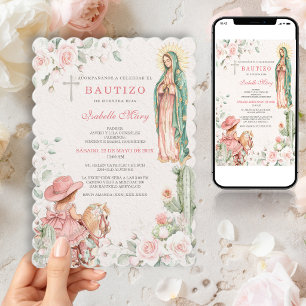 Rodnad Cowgirl Dop Niña Virgen de Guadalupe Inbjudningar