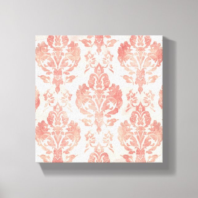 Rodnad Damask Vattenfärg Blommig Vintage Mönster Canvastryck (Framsida)