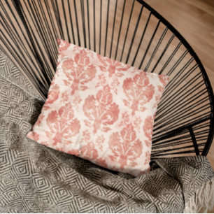 Rodnad Damask Vattenfärg Blommig Vintage Mönster Kudde