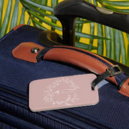 Rodnad Dammig Rosa Flickaktig Skript Monogram Namn Bagagebricka