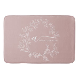 Rodnad Dammig Rosa Modernt Skript Feminint Monogra Badrumsmatta