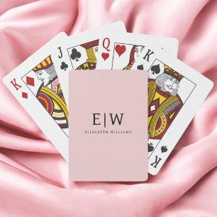 Rodnad Dammig Rosa Modernt Skript Feminint Monogra Casinokort