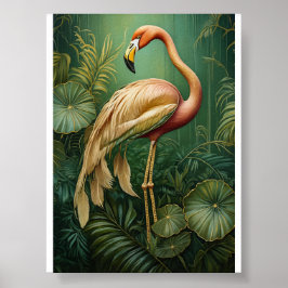 Rodnad Flamingo Elegans, Tropiska Rosa Fjädrar Poster