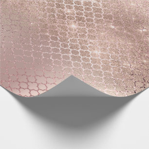Rodnad för Quatrefoil brud- Spark för Glam rosa Presentpapper
