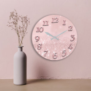 Rodnad för rosa ros för silvergråttglitter mins stor klocka
