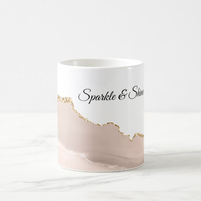 Rodnad Kräm Guld Glitter Abstrakt Kaffemugg (Center)