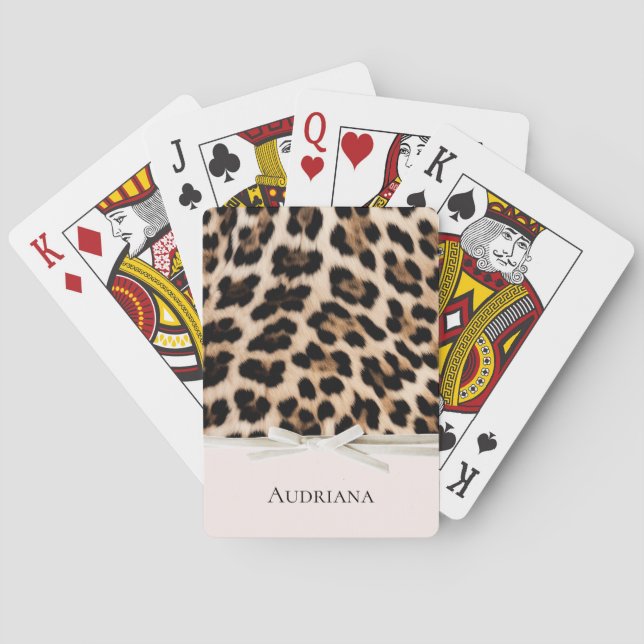Rodnad Leopard Vit Slinga  Casinokort (Baksidan)