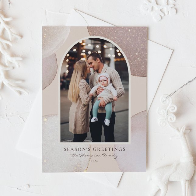 Rodnad Modern Glittrande Säsongs Hälsningar Foto Julkort (Skapare uppladdad)