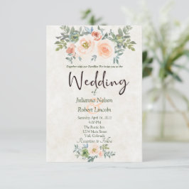 Rodnad och grön akvarell blomsterbröllopsinbjudan inbjudningar