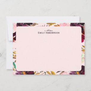 Rodnad och Plommon Peony Blommig Ram  Anteckningskort