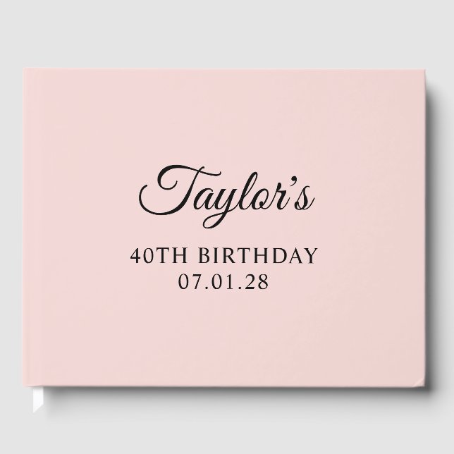 Rodnad och svart elegant manus 40-årsdag gästböcker (Framsida)