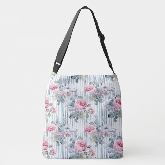 Rodnad Retro Vår Blommig Bakgrund Axelväska (Baksida)