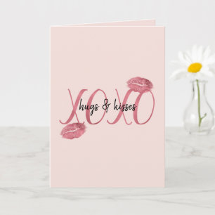 Rodnad Röd Rosa XOXO Läppar Kyssar Kort