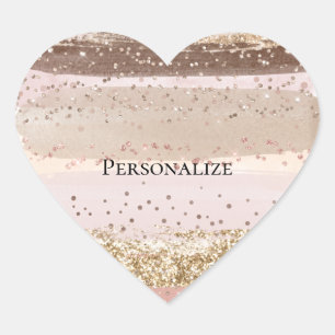 Rodnad Ros Rosa Choklad Guld Glitter Födelsedag Hjärtformat Klistermärke