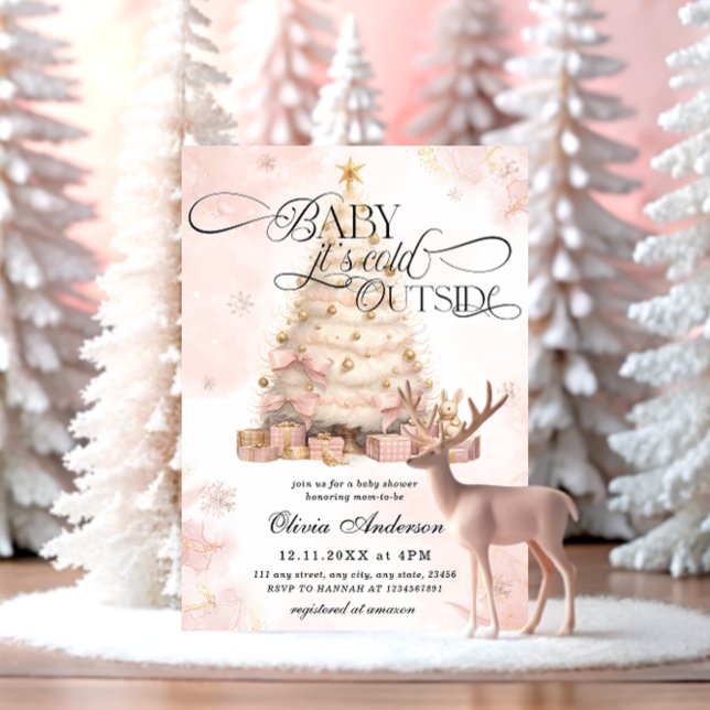 Rodnad Rosa Baby det är kallt ute Baby Shower Inbjudningar (Skapare uppladdad)