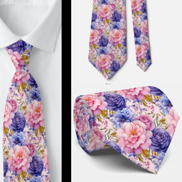Rodnad Rosa Blå Lila Violetta Blommor Blommig Slips