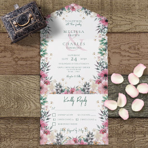 Rodnad Rosa Boho Blommiga Kransar Middag