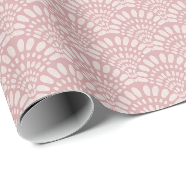 Rodnad Rosa Boho Fläkt Mönster Mjuk Akvarell Presentpapper (Rullad Hörn)