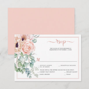 Rodnad Rosa Elfenbensfärgad Blommig Akvarell RSVP OSA Kort