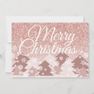 Rodnad Rosa Glitter God Jul Rosa Träd Julkort