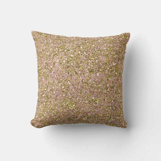 Rodnad Rosa & Guld Glam Glitter Gnistra Feminint Kudde (Framsida)