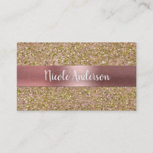 Rodnad Rosa & Guld Glam Glitter Gnistra Visitkort
