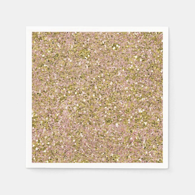 Rodnad Rosa & Guld Glam Glitter Party Gnistrande Pappersservett (Framsidan)