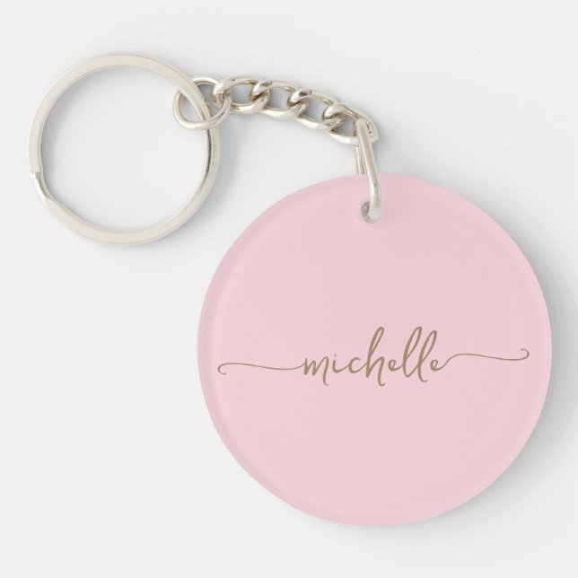 Rodnad Rosa Minimalistisk Guld Monogram Namn Skrif (Framsidan)