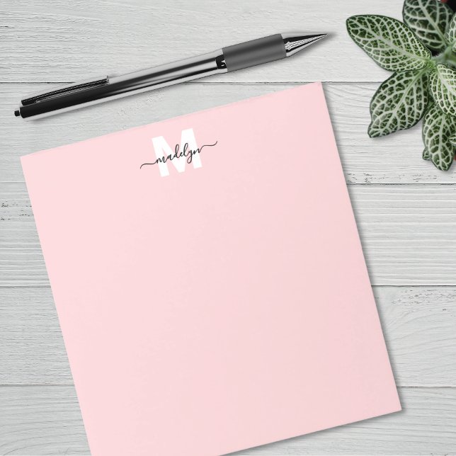 Rodnad Rosa Monogram Anteckningsblock (Blush Pink Monogram Notepad)