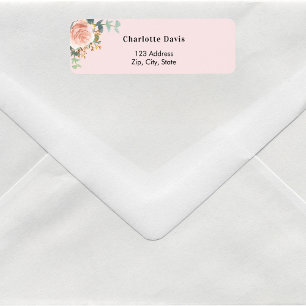 Rodnad rosa roséguld blommig returadress etikett