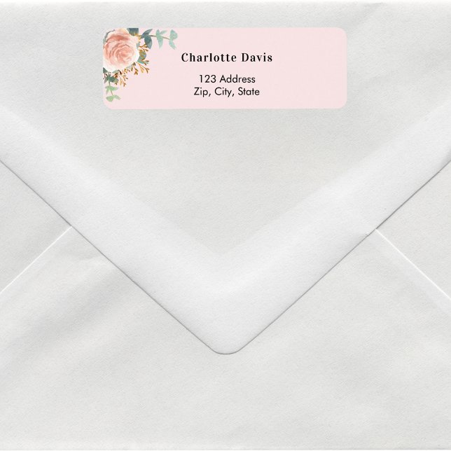 Rodnad rosa roséguld blommig returadress  etikett (Skapare uppladdad)