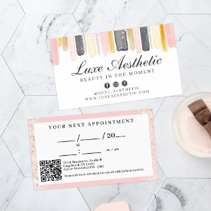 Rodnad Rosa & Roséguld Watercolor Nagelbehandling Visitkort