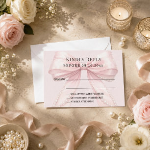 Rodnad rosa rosett svar RSVP Anteckningskort
