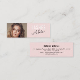 Rodnad Rosa Svart Skript Foto Makeup Mini Visitkort