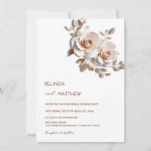 Rodnad Rose Guld 3D Blommor Enkel Inbjudningar