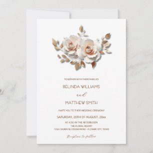 Rodnad Rose Guld 3D Blommor Enkel Inbjudningar