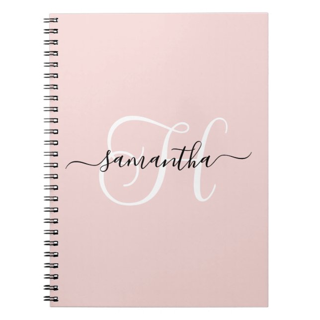 Rodnad Svart och Vit Elegant Monogram Anteckningsbok (Framsidan)