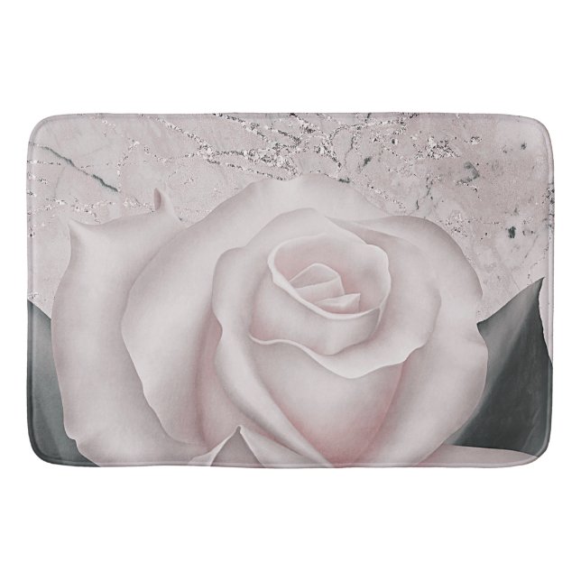 Rodnad Vit Ros Glam Modern Marmor Shabby Chic Badrumsmatta (Framsidan)