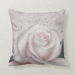 Rodnad Vit Ros Glam Modern Marmor Shabby Chic Kudde