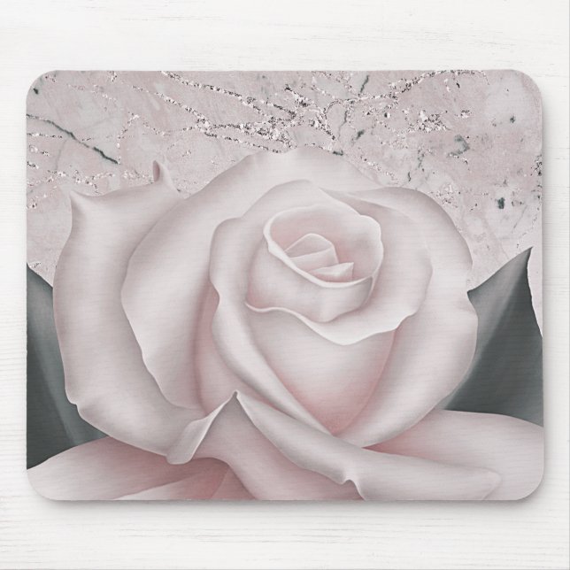 Rodnad Vit Ros Glam Modern Marmor Shabby Chic Musmatta (Framsidan)